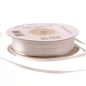 3 mm-es szatén szalag – fehér -1 m