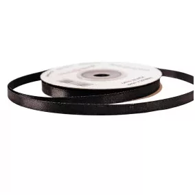 6 mm-es szatén szalag – fekete - 1 m