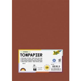 Színes papír, A4, 130 g, 100 lap, FOLIA, vörösesbarna