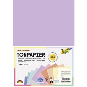   Színes papír, A4, 130 g, 10x10 lap, FOLIA, „Pastel”, vegyes színek