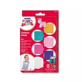   Gyurma készlet, 6x42 g, égethető, lányoknak, FIMO "Kids Color Pack", 6 különböző szín