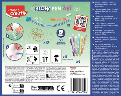 MAPED CREATIV "Blow Pen Art - Pop" fújós filctoll készlet - kreatív spray effektus, 5+ éves kortól
