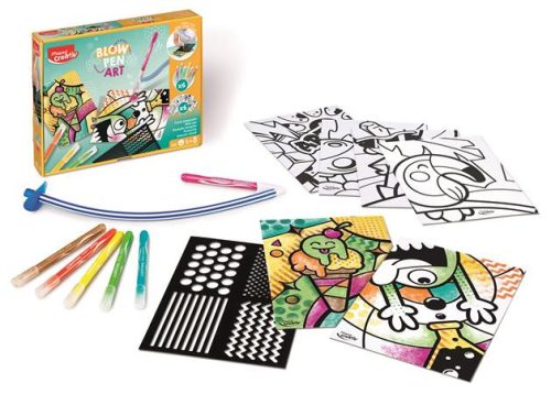 MAPED CREATIV "Blow Pen Art" fújós filctoll készlet - airbrush hatású, sablonokkal, 5+ éves kortól