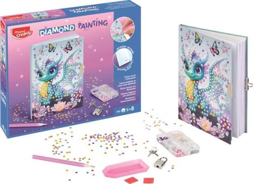 Titkos napló díszes gyémántokkal MAPED CREATIV "Gyémántfestés" - 500+ darabos, lakattal, 5–8 éves korig