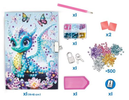Titkos napló díszes gyémántokkal MAPED CREATIV "Gyémántfestés" - 500+ darabos, lakattal, 5–8 éves korig