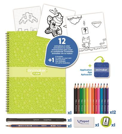 Gyermek animációs készítő készlet MAPED CREATIV alkalmazással "Animaker Flash – Pop" – mini rajzfilmkészítő készlet, 6–11 éveseknek