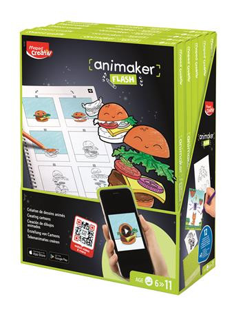 Gyermek animációs készítő készlet MAPED CREATIV alkalmazással "Animaker Flash – Pop" – mini rajzfilmkészítő készlet, 6–11 éveseknek