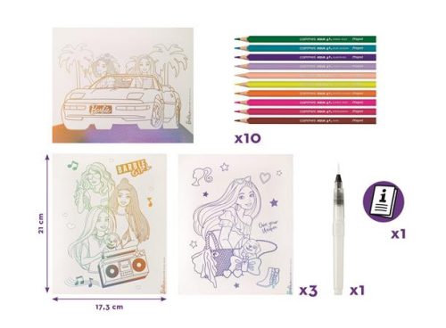 MAPED CREATIV "Barbie Aqua Art" Akvarellkészlet gyerekeknek - Akvarell ceruzák, fémhatású táblák, 6+ éves kortól