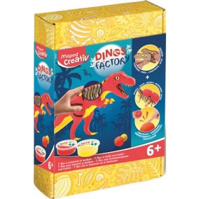   MAPED CREATIV „Dinos Factory” T-Rex dinoszaurusz modellező készlet – 3D fa puzzle + gyurma, 6+ éves kortól