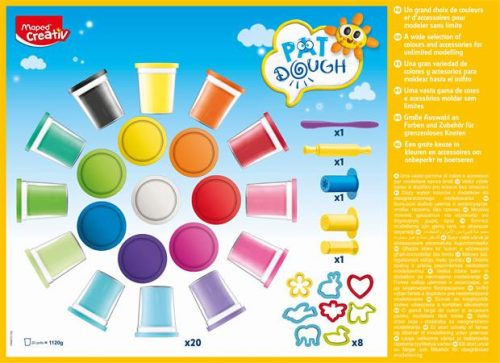 MAPED CREATIV "Pat Dough" gyurmakészlet – 32 darabos, 20 szín, modellező készlet, 3+ éves kortól