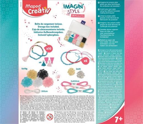 MAPED CREATIV „Imagin’ Style” karkötőkészítő készlet – 16 modell, gyöngy és bojt, 7+ éves kortól