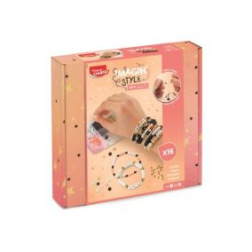   MAPED CREATIV „Imagin’ Style Glam” karkötőkészítő készlet – Fekete-arany gyöngyök, 16 minta, 5–11 éveseknek