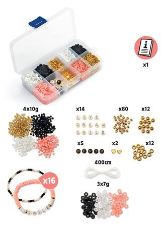 MAPED CREATIV „Imagin’ Style Glam” karkötőkészítő készlet – Fekete-arany gyöngyök, 16 minta, 5–11 éveseknek