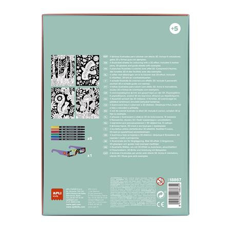 3D hatású színező szett, APLI Kids "Coloring 3D", 11 részes - 5 éves kortól