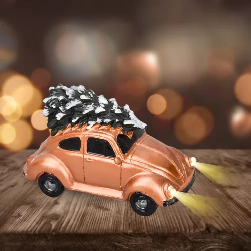 Vintage bogárhátú fenyőfával világítós bronz