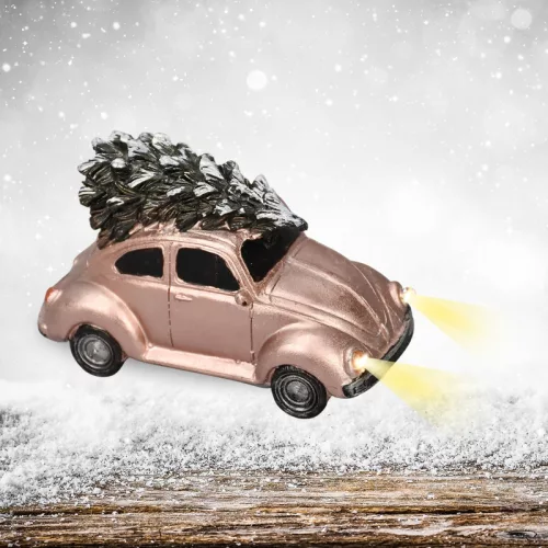 Vintage bogárhátú fenyőfával világítós rózsaarany