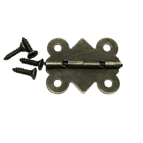 Zsanér íves bronz kicsi 2,5cm + csavar 10db/csomag 90fokos