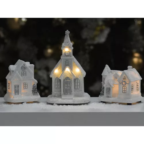 Fehér-ezüstvilágítós házikó közepes