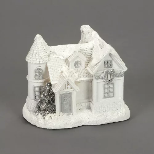 Fehér-ezüstvilágítós házikó közepes