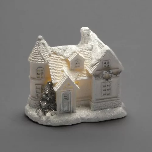 Fehér-ezüstvilágítós házikó közepes