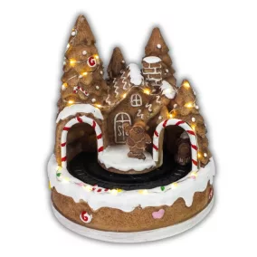 Világítós mézeskalács ház, vonattal