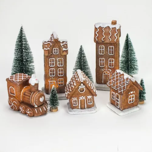 Világítós emeletes mézeskalács ház 12db/doboz - OKOSÁR!