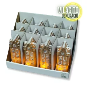   Világítós emeletes mézeskalács ház 12db/doboz - OKOSÁR!