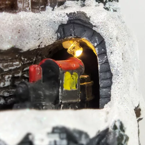 Világítós téli jelenet, vonattal