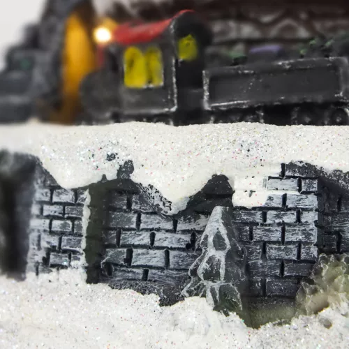 Világítós téli jelenet, vonattal