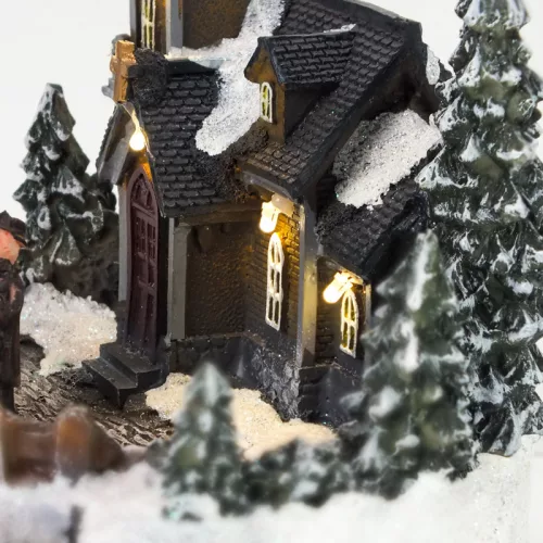 Világítós téli jelenet, vonattal