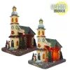 Világítós karácsonyi templom - LED-es téli dísz