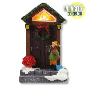   Világítós karácsonyi ajtó dekoráció - LED-es ünnepi dísz