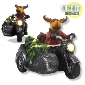   Világítós karácsonyi rénszarvas motoron - LED-es ünnepi dekoráció