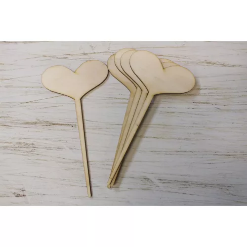 Natúr fa - Beszúrható szív 17,5cm 5db/csomag