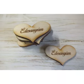   Natúr fa - "Édesanyám" gravírozott szív 10db/csomag