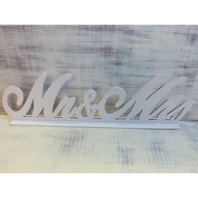   Fa "Mr & Mrs" írott felirat talppal fehér 49cm