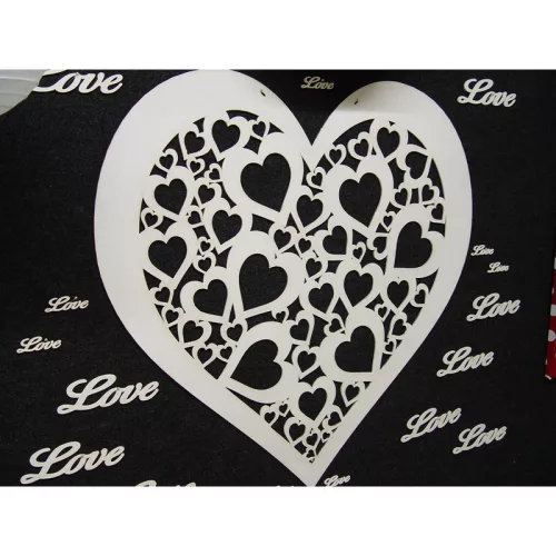 Fa áttört szív  fehér 40cm