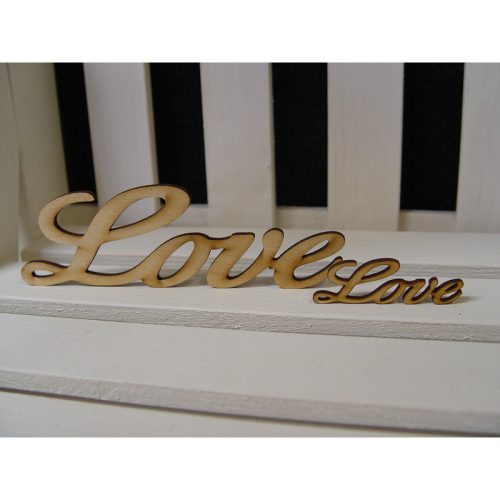 Natúr fa - "Love" felirat 6cm 10db/csomag