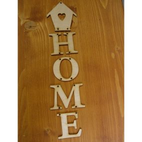   Natúr fa - Akasztós "HOME" felirat házikóval 8x34cm