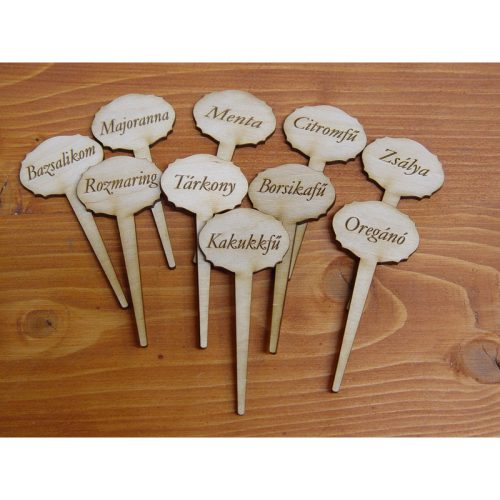 Natúr fa - Táblák fűszernövények beszúrós 4x9cm 10db/csomag