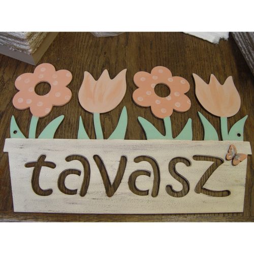 Natúr fa - "Tavasz" tábla virágládás 32cm