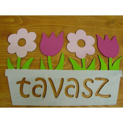 Natúr fa - "Tavasz" tábla virágládás 32cm