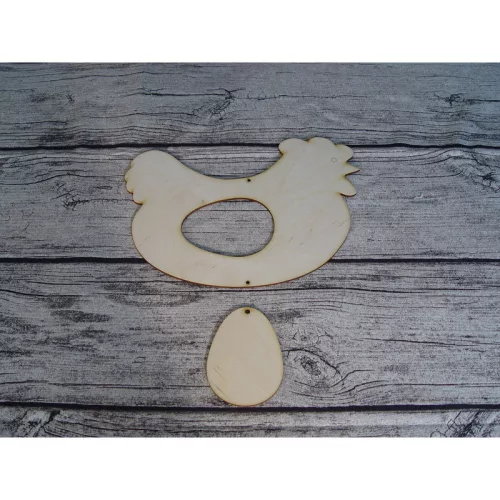 Natúr fa - Tyúk tojással 18x25cm