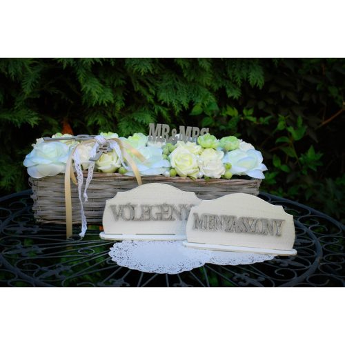 Natúr fa - "Menyasszony Vőlegény" felirat szett