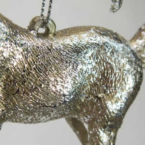 Dísz rénszarvas akasztós ezüst - arany