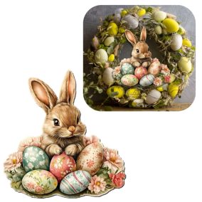   Nyomtatott dekorkarton - Húsvéti nyuszi tojásokkal 2db/csomag