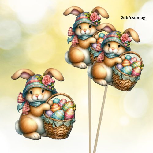 Nyomtatott dekorkarton - Kalapos nyuszkó 2db/csomag