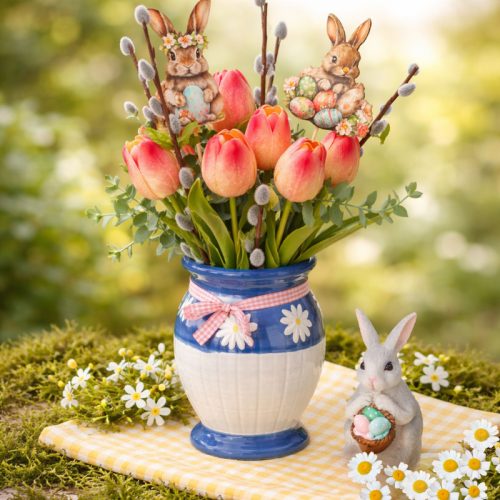 Nyomtatott dekorkarton - Nyuszkó kék tojással 3db/csomag