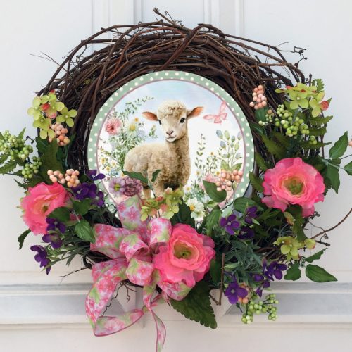 Nyomtatott fa tábla koszorú közép - Báránykás 11,8cm