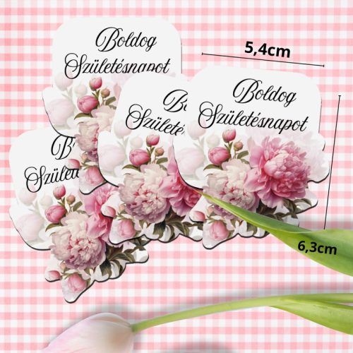 Nyomtatott dekorkarton - Boldog születésnapot virágos tábla - rsz 4db/csomag